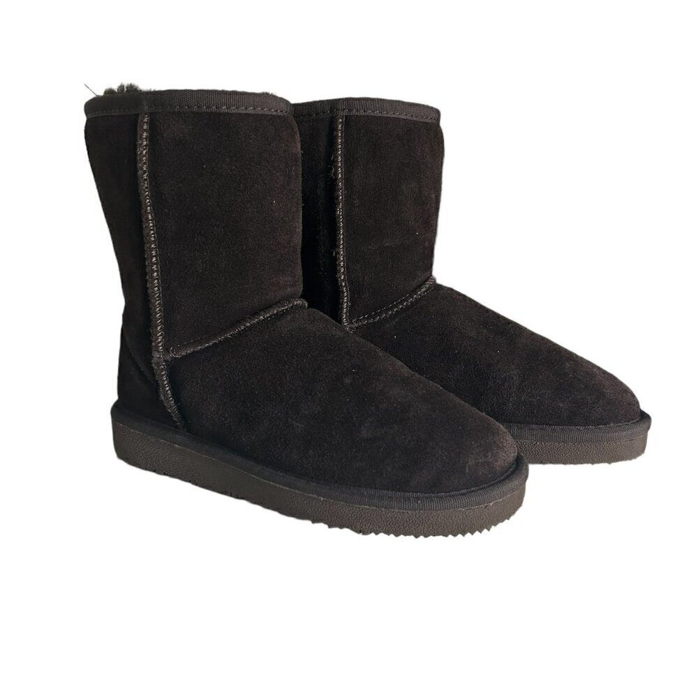 Inspired Ugg Style Brown Suede Sheepskin Boots for Girls US 5